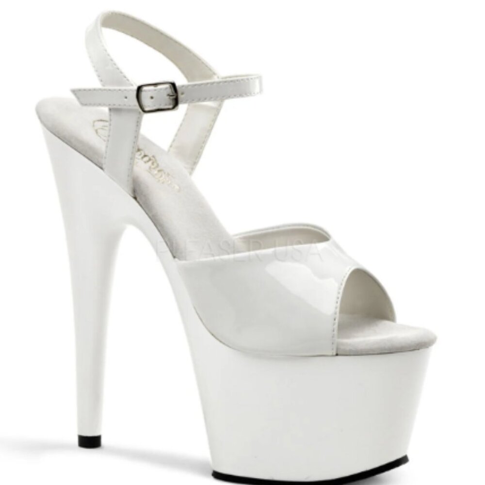 Pleasers White 7 in Adore 709 Sandals